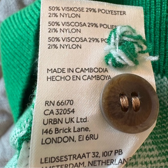 Anthropologie Maeve beautiful 💚green/white short sleeve sweater. Size Small. - Picture 5 of 6